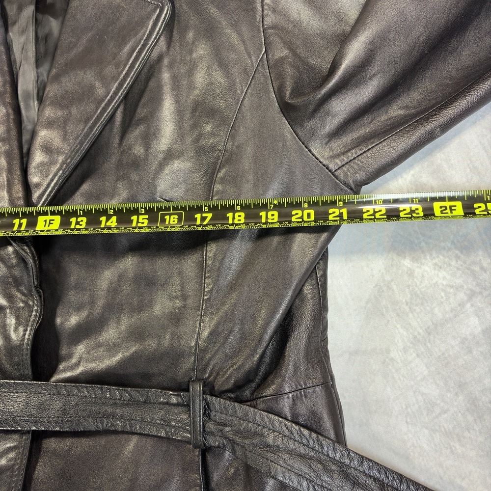 Worthington Black Leather Belted Trench Jacket - Picture 7 of 8